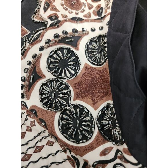 Vintage Bocoo Black Full-Zip 80s 90s 100% Silk Jacket Windbreaker Lined M‎ Beads - Picture 4 of 10